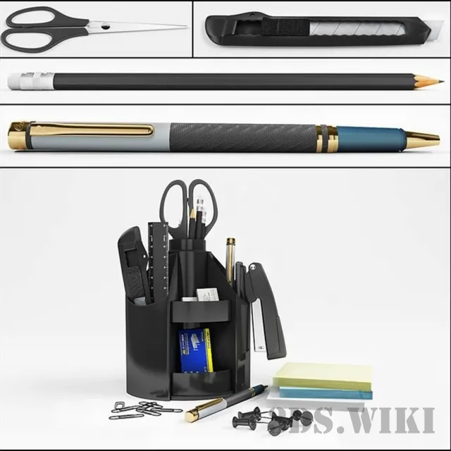 decoration – Stationery in black organizer 3ds Max