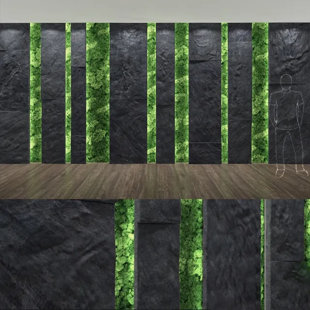 decoration – Stone and  moss wall 3ds Max