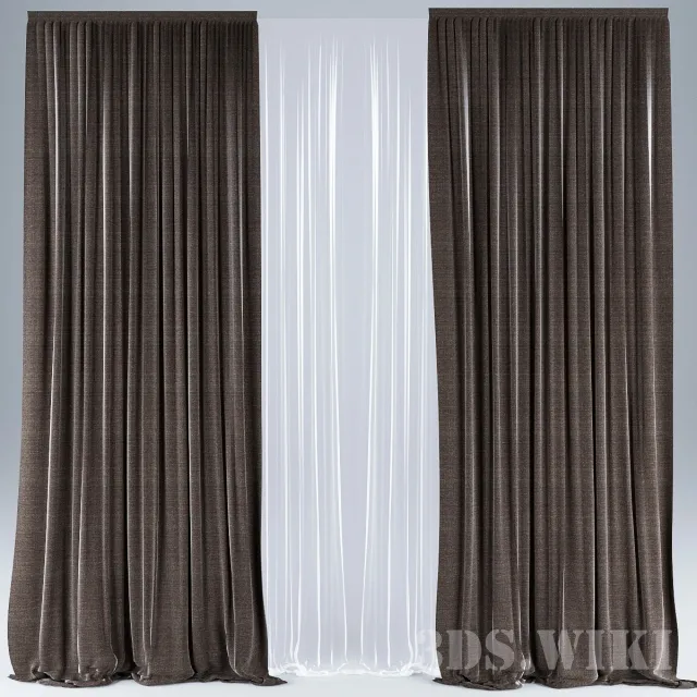 decoration – Straight curtain with tulle 3ds Max