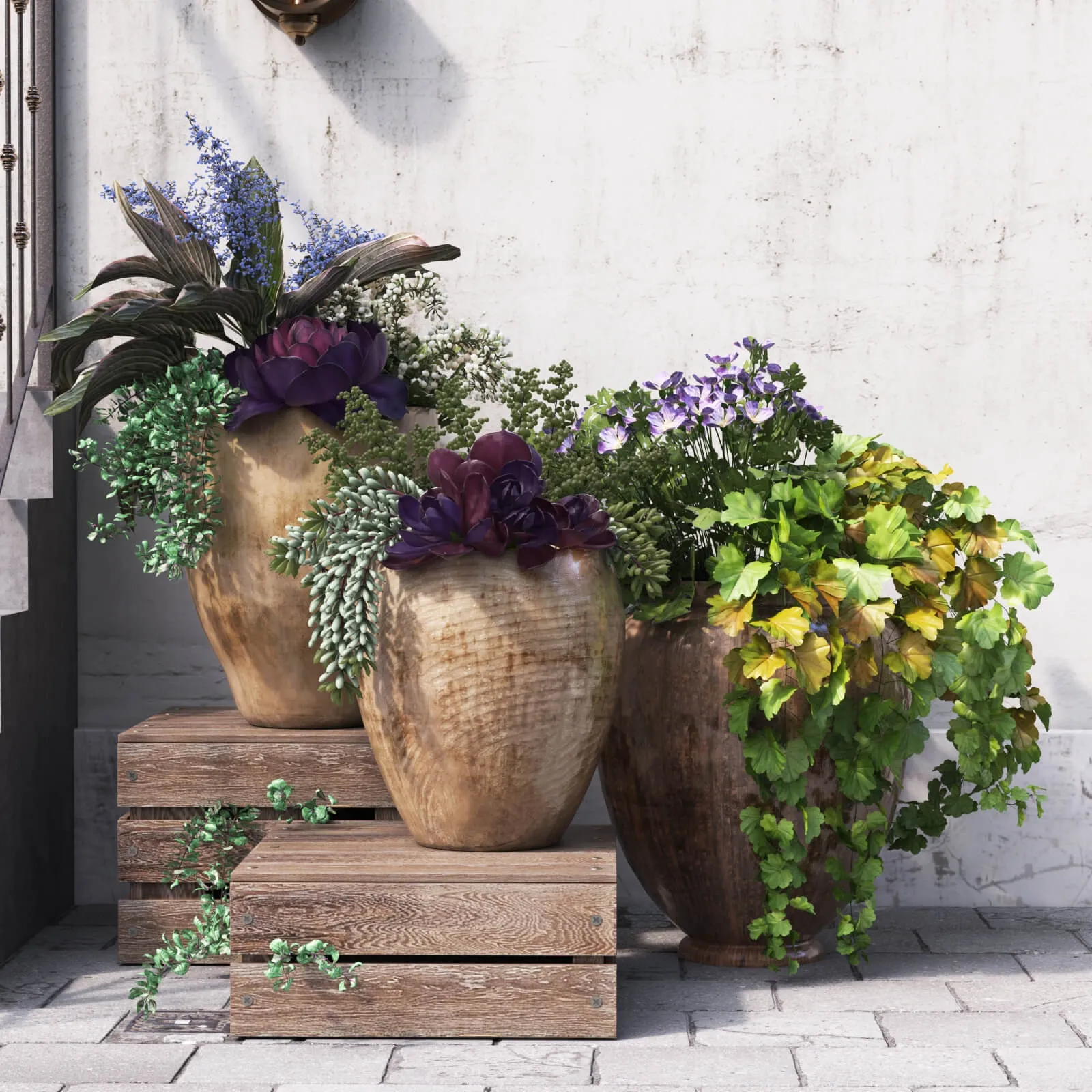 decoration – Summer flowers in pots 3ds Max