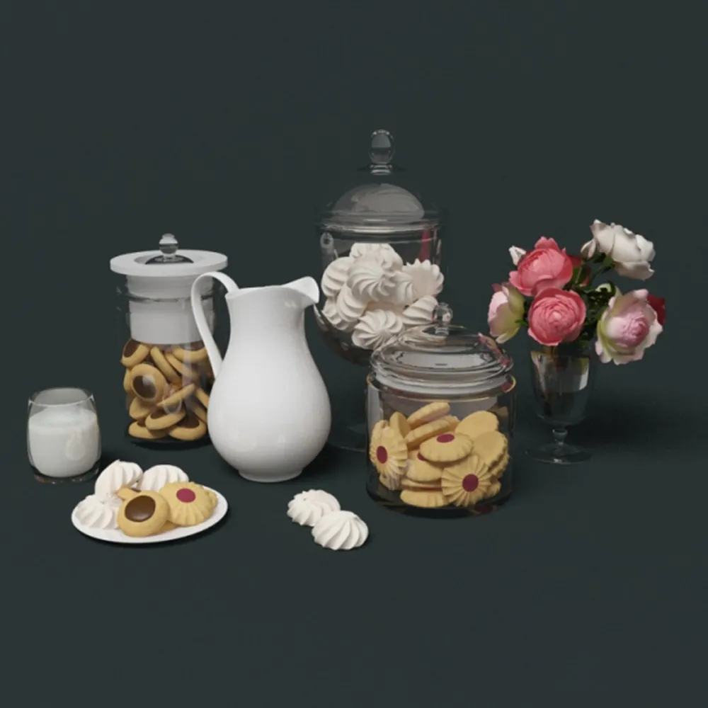 decoration – Sweets milk and flowers 3ds Max