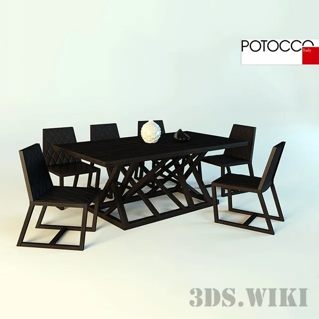 decoration – Table and Chairs Potocco Tenso 3ds Max