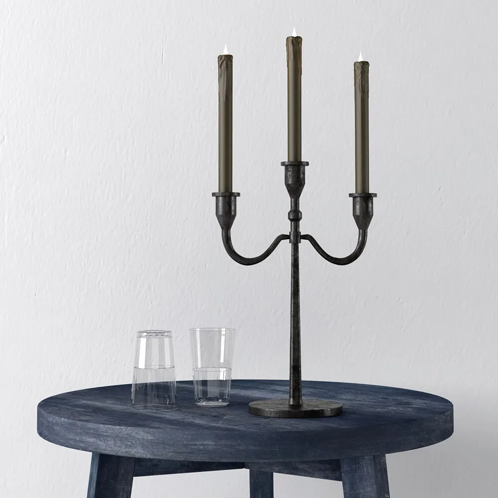 decoration – Table glass cups and candles with candlestick 3ds Max