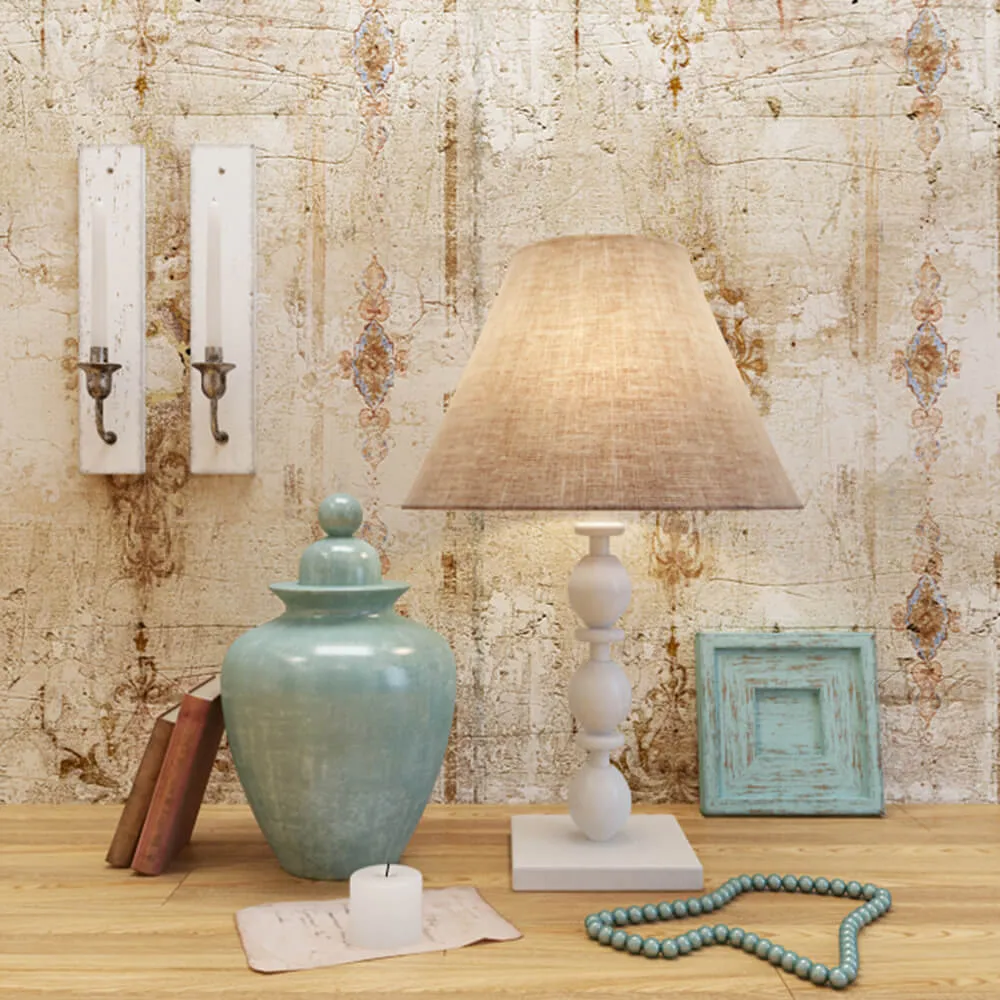 decoration – Table lamp candles books 3ds Max