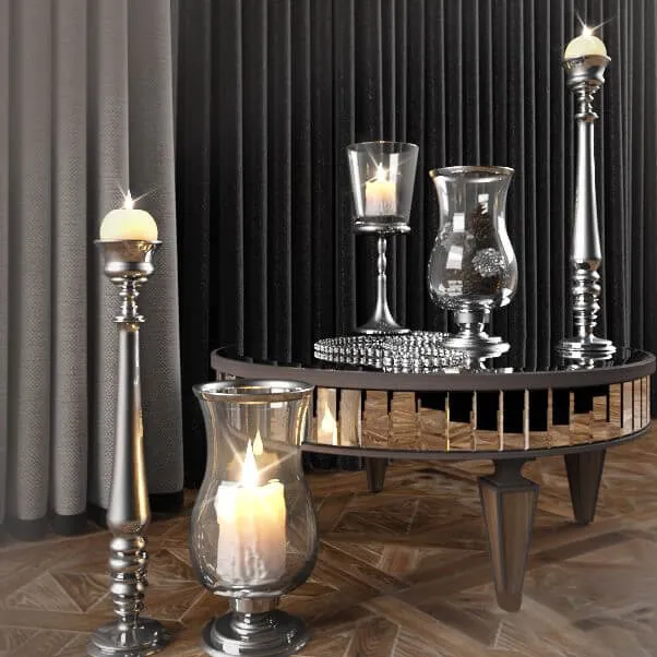 decoration – Table Mirror and Candlesticks Garda Decor 3ds Max