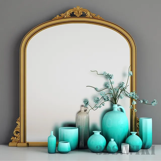 decoration – Table Mirror with Decorative Elements 3ds Max
