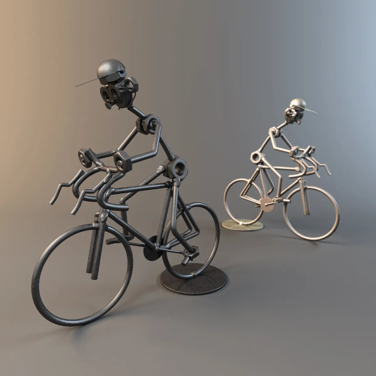 decoration – Techno art metal figurine cyclist 3ds Max