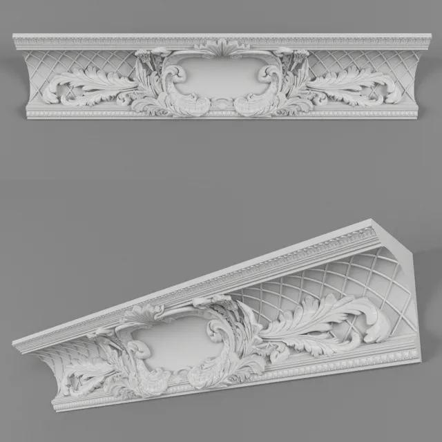 decoration – The central element of the cornice 3ds Max