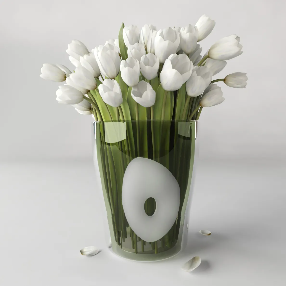 decoration – Vase with white poppies  65 3ds Max