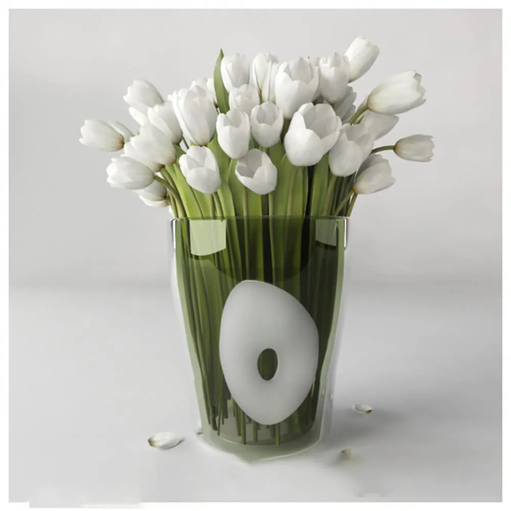 decoration – Vase with white tulips 3ds Max