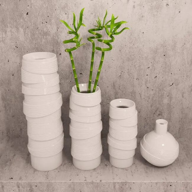 decoration – Vases and bamboo set 1 3ds Max