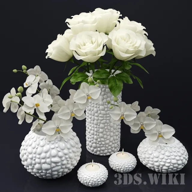 decoration – Vases and flowers for 3ds Max