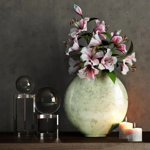 decoration – Vases with flowers 3ds Max