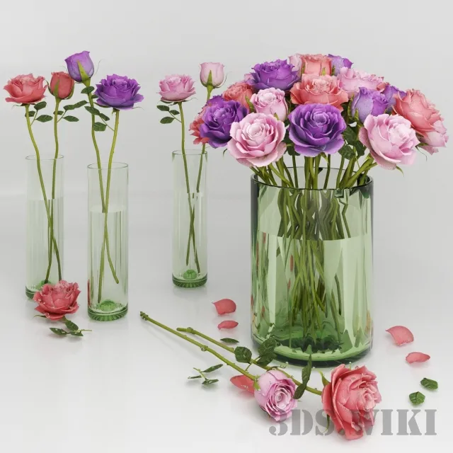decoration – Very beautiful bouquets of colorful roses 3ds Max