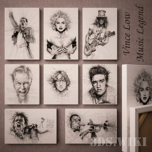 decoration – Vince Low Music Legends Pictures 3ds Max