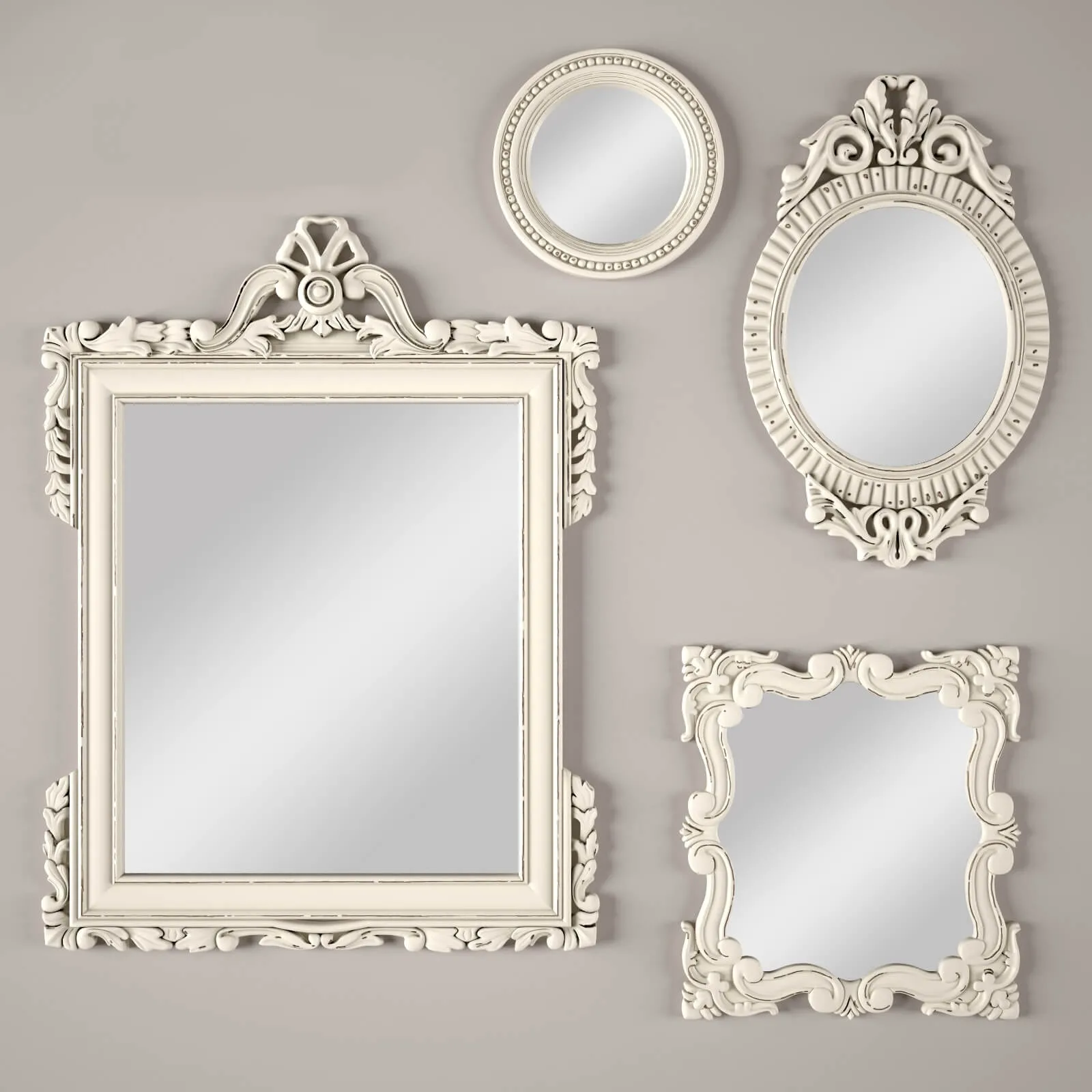 decoration – Vintage  hand-carved  mirrors 3ds Max