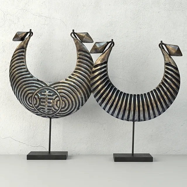 decoration – Vintage Tribal Metal Necklaces on Stand 3ds Max