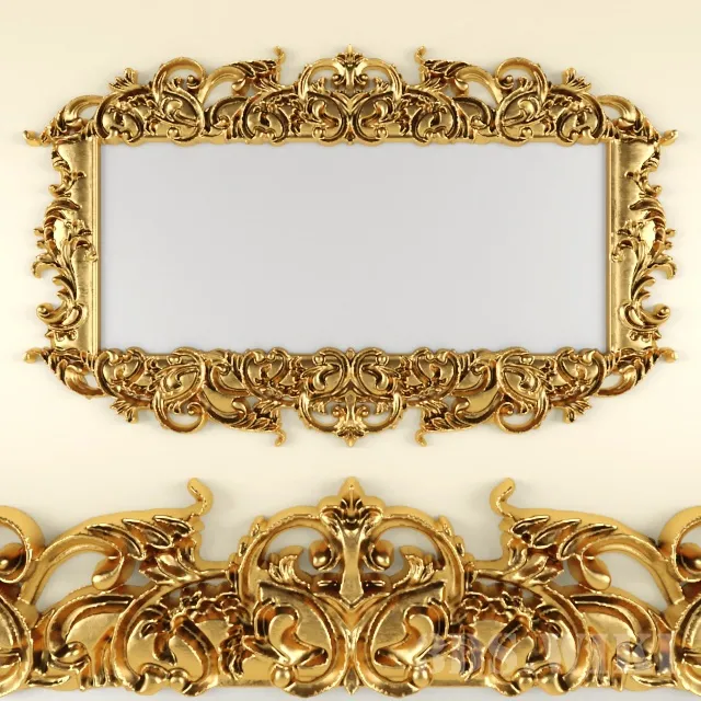 decoration – Wall mirror with gold frame 3ds Max