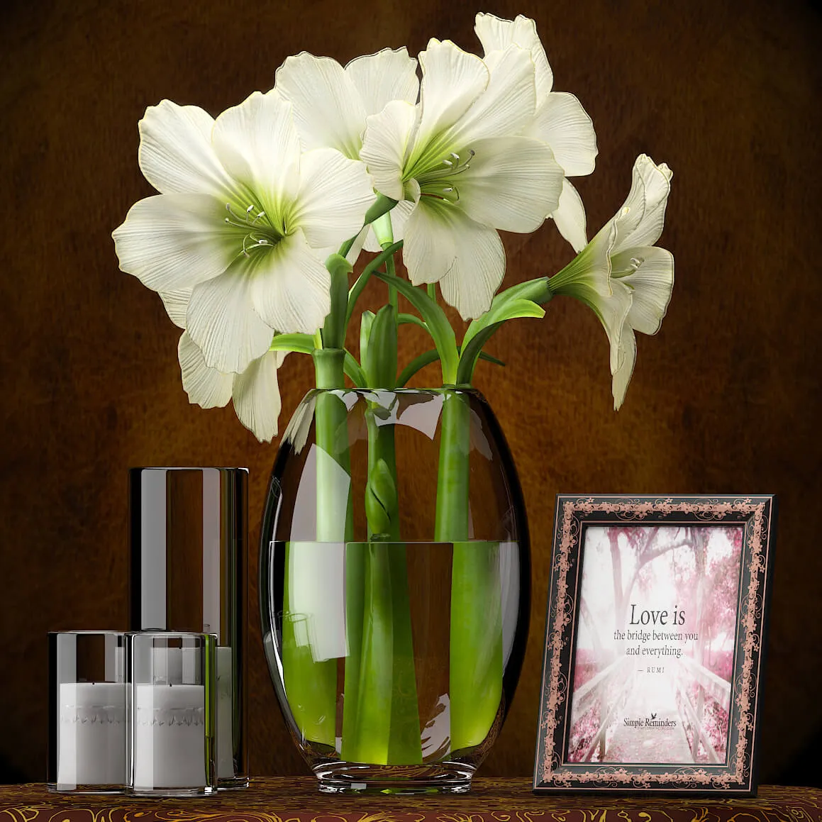 decoration – White Amaryllis 04 3ds Max