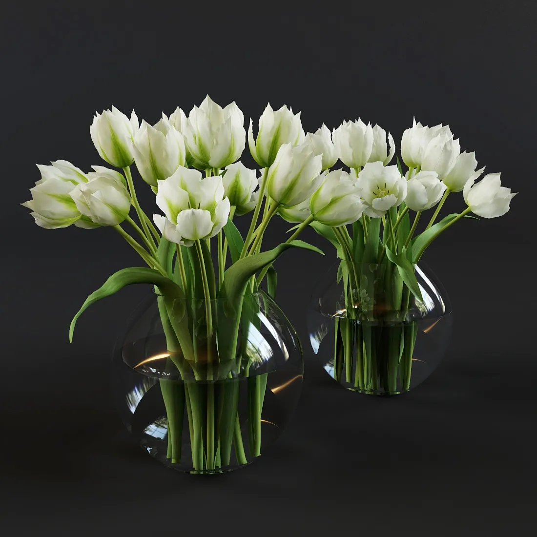 decoration – White and green tulips 102 3ds Max