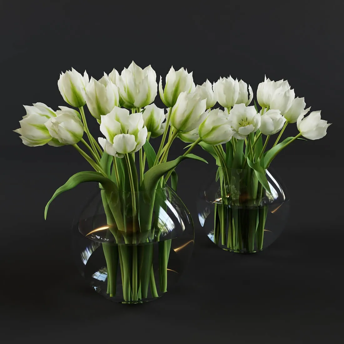 decoration – White and green tulips 3ds Max