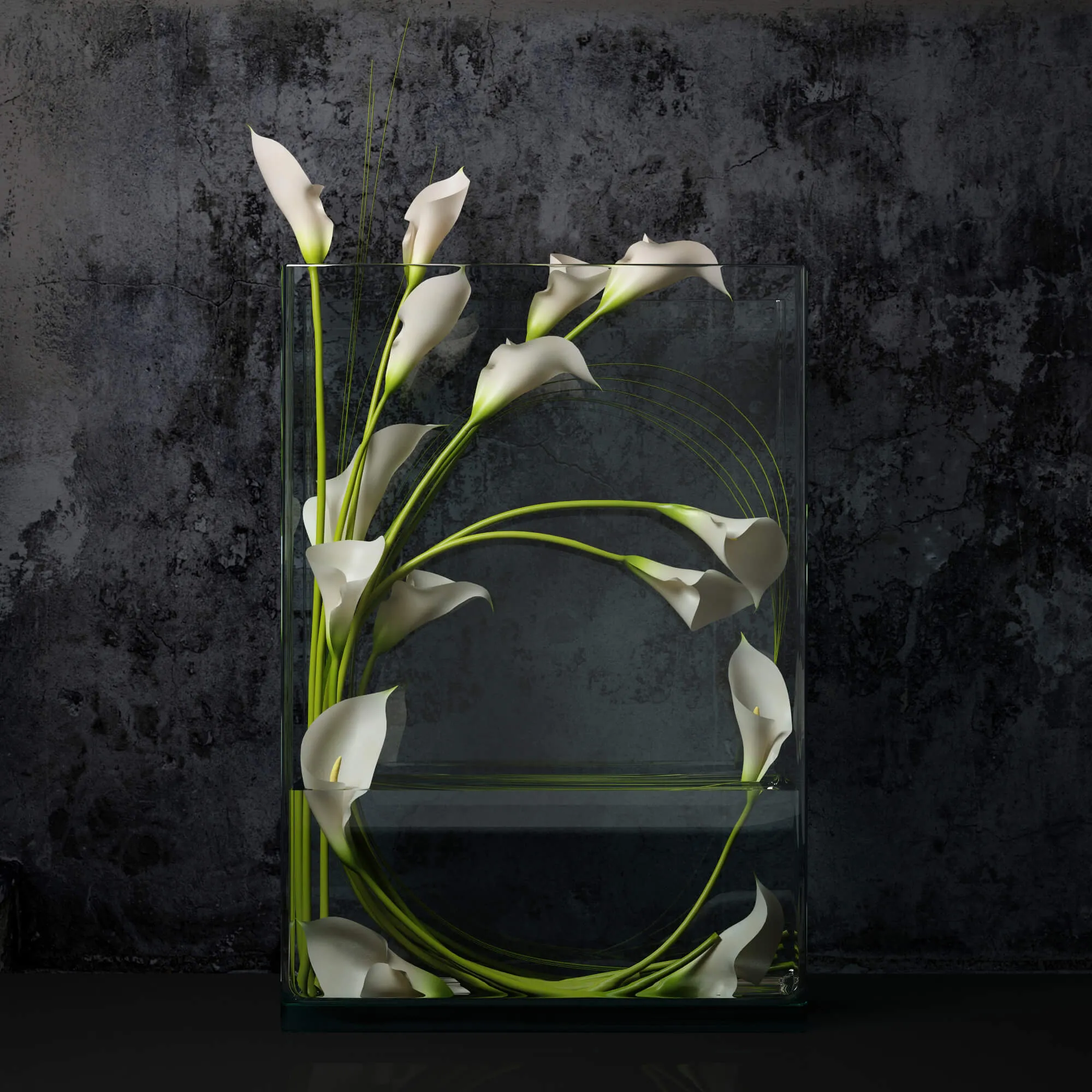 decoration – White callas in vase 8 3ds Max