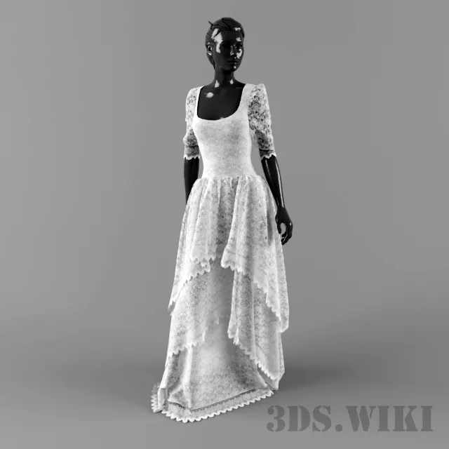 decoration – White lace dress 3ds Max