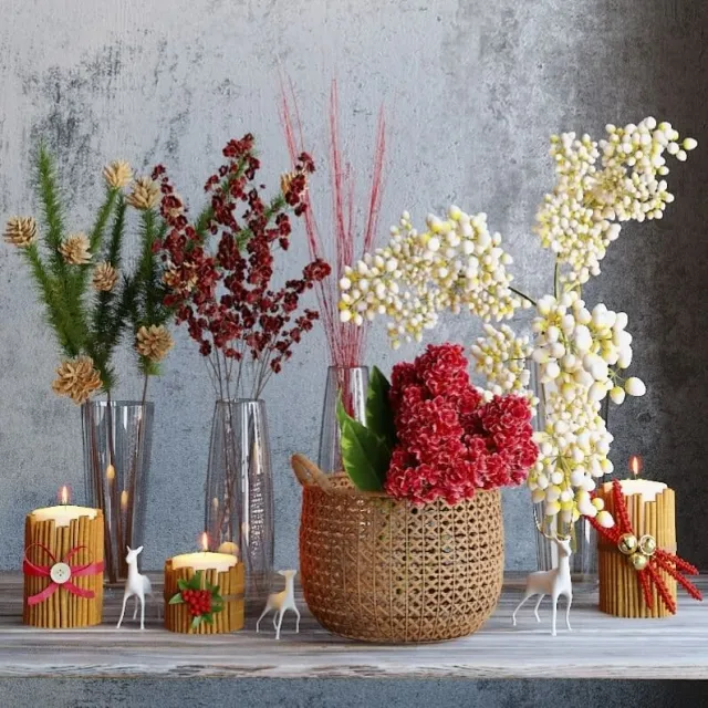 decoration – Winter flowers set 3ds Max