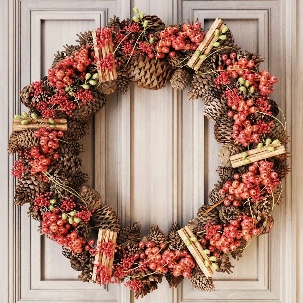 decoration – Winter wreath of cones and berries 3ds Max