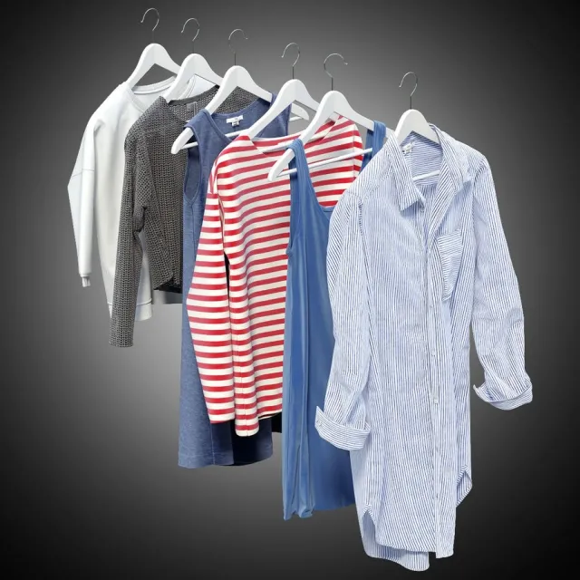 decoration – Women’s clothing on hangers 2 3ds Max