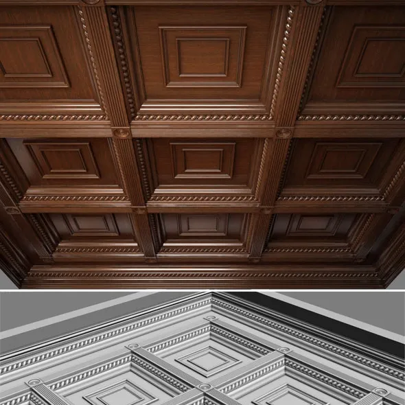 decoration – Wooden ceiling. Caissons 3ds Max
