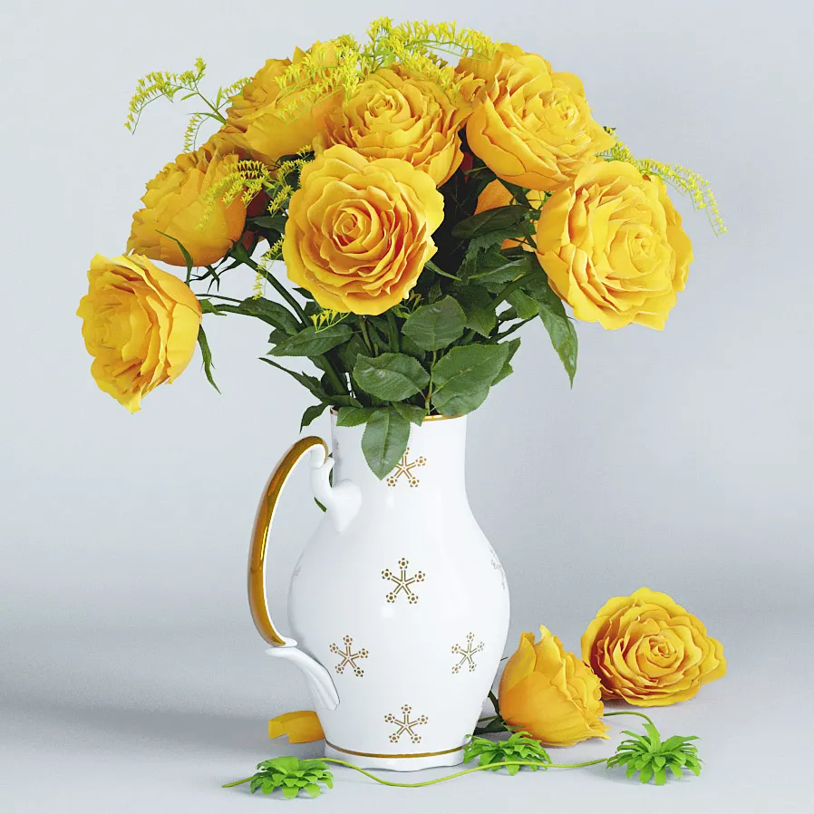 decoration – Yellow flowers 01 3ds Max