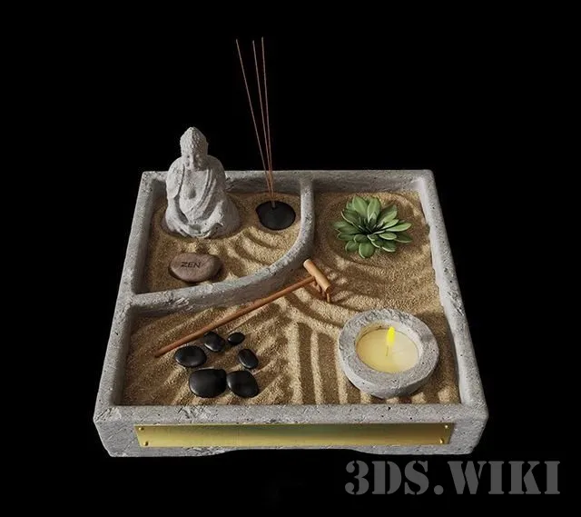 decoration – Zen table garden 3ds Max