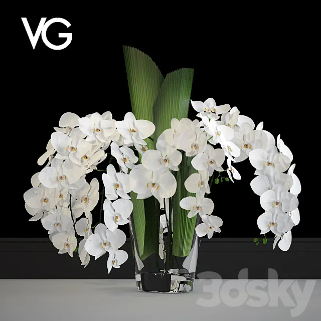 Decorative arrangement of orchids VG 3DSMax File