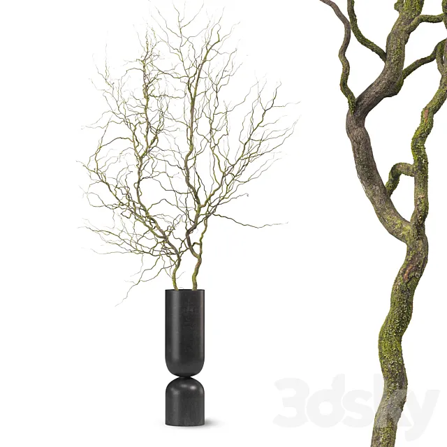 Decorative branches in a floor-standing black metal vase 3ds Max