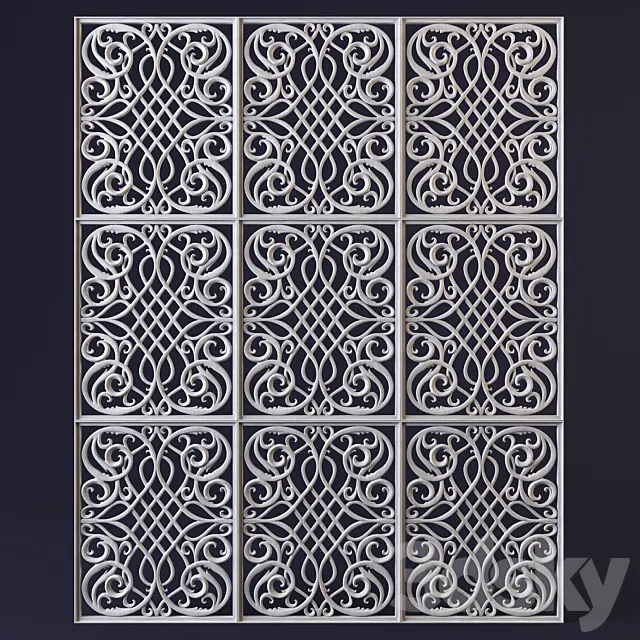 Decorative carved panel 3ds Max