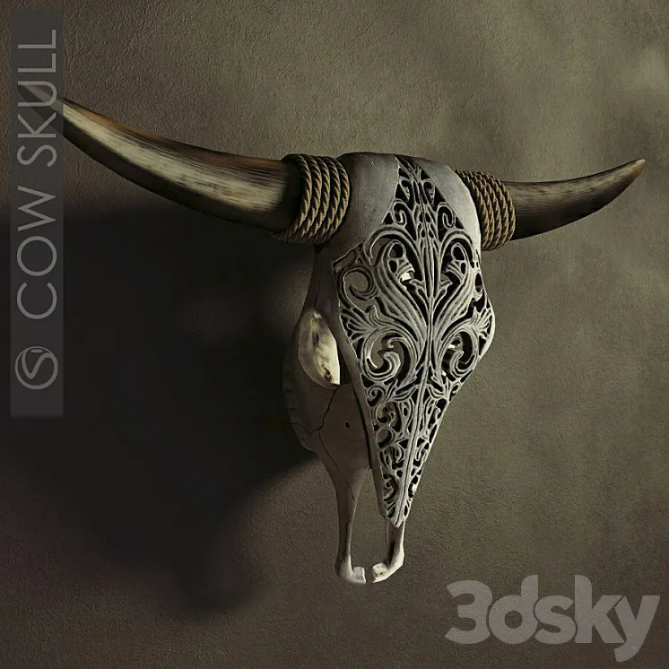 Decorative carved skull of a cow. 3DS Max