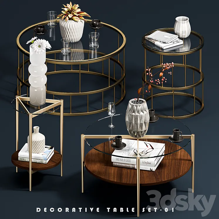 Decorative Coffee Tables Set 01 3DS Max