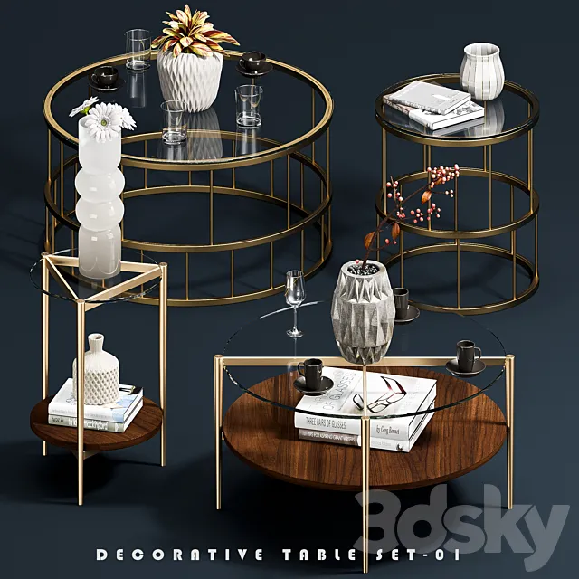 Decorative Coffee Tables Set 01 3DSMax File