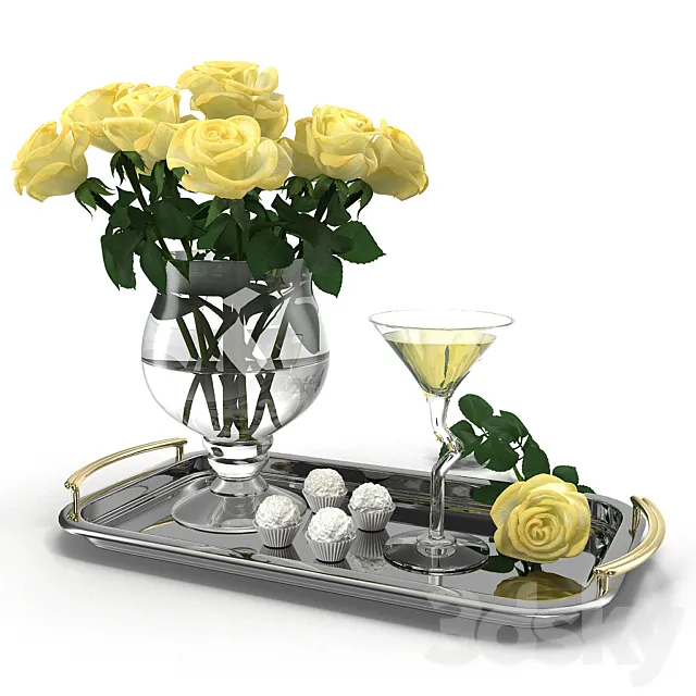 decorative composition with roses 3DSMax File
