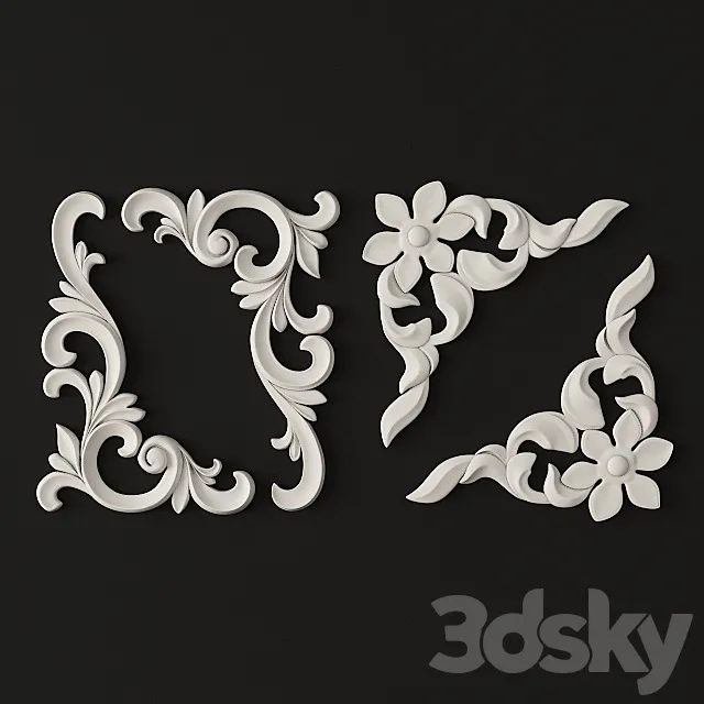 Decorative corner elements. 3DSMax File