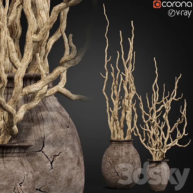 Decorative dry branch 01 3DS Max Model