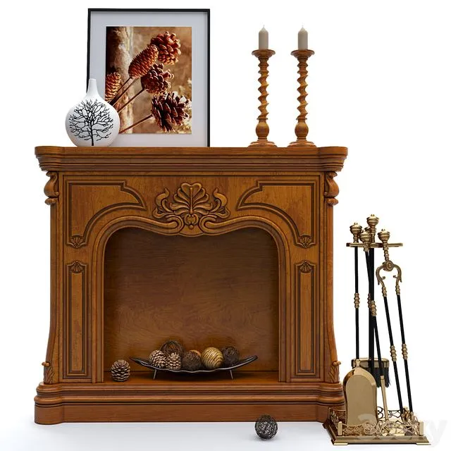 Decorative fireplace with accessories Stilars 3dsMax Model
