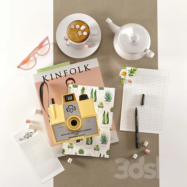 Decorative FLAT LAY set 3ds Max