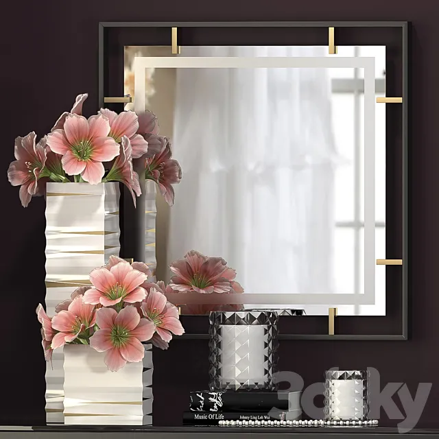 DECORATIVE FLOWER VASE SET 5 3DS Max Model