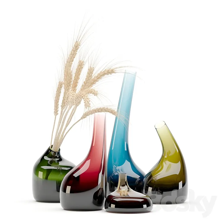 Decorative Glass Vase & Wheat 3DS Max