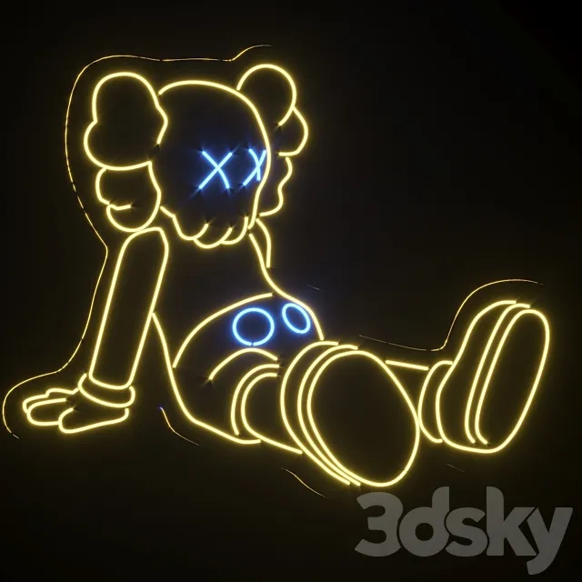 decorative lamp made of flexible neon KAWS 3ds Max