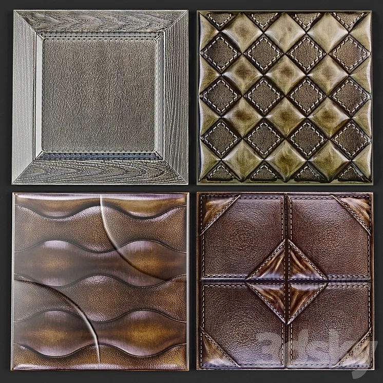 Decorative leather 3D panel 3DS Max