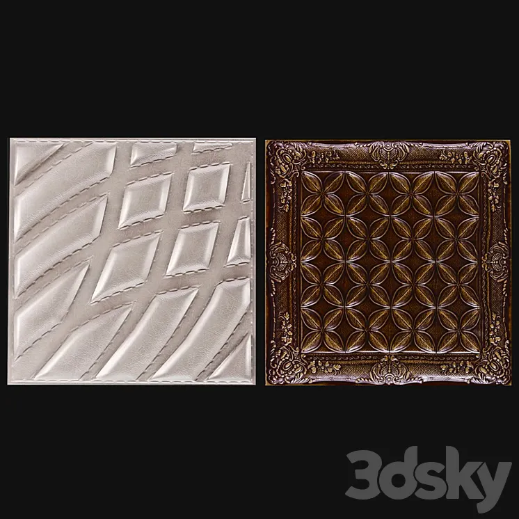 Decorative leather 3D panel 3DS Max