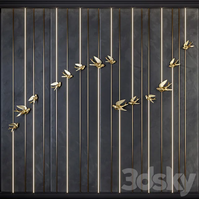 Decorative Panel Birds (1) 3DSMax File